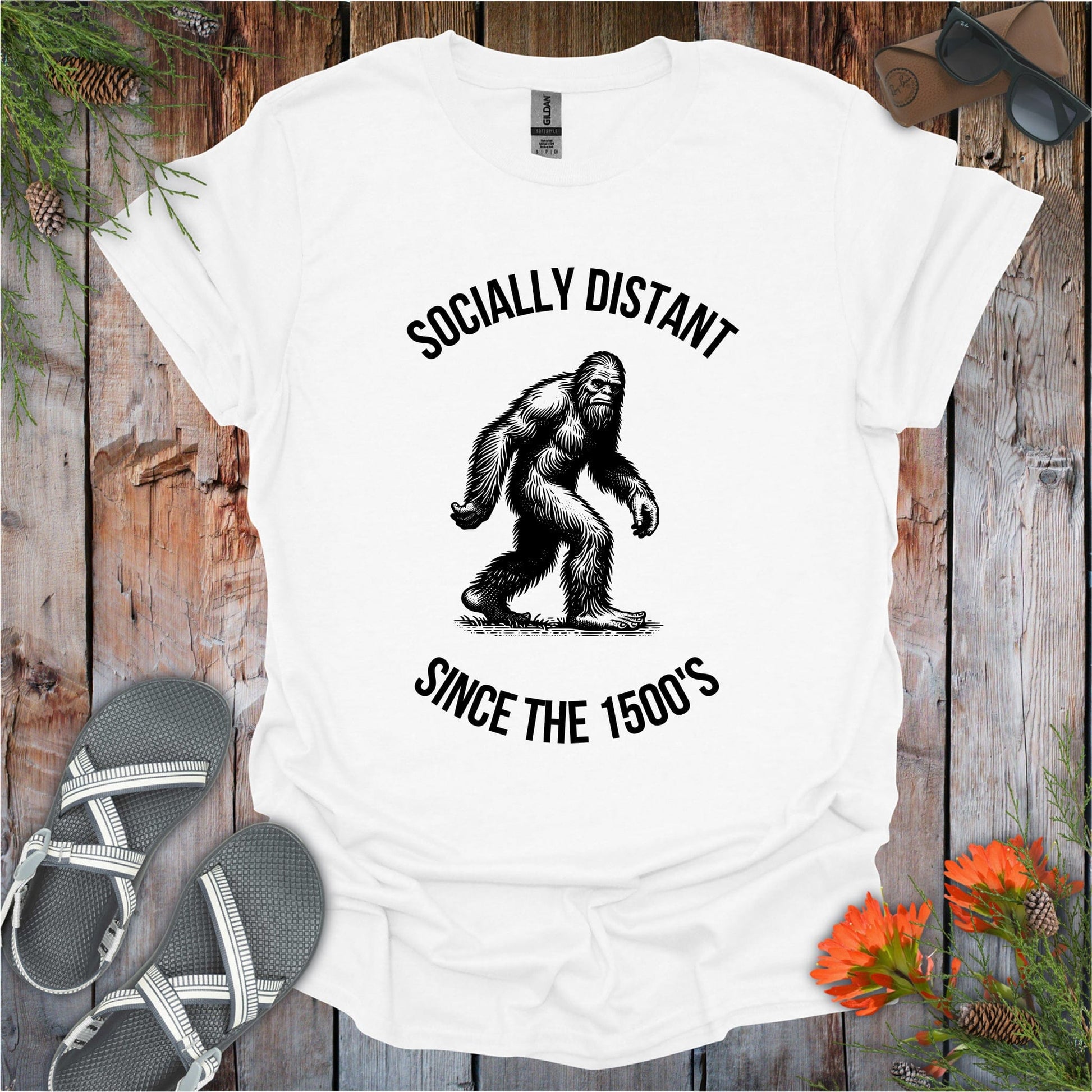 Printify T-Shirt White / S Bigfoot Socially Distant Since the 1500s T-Shirt