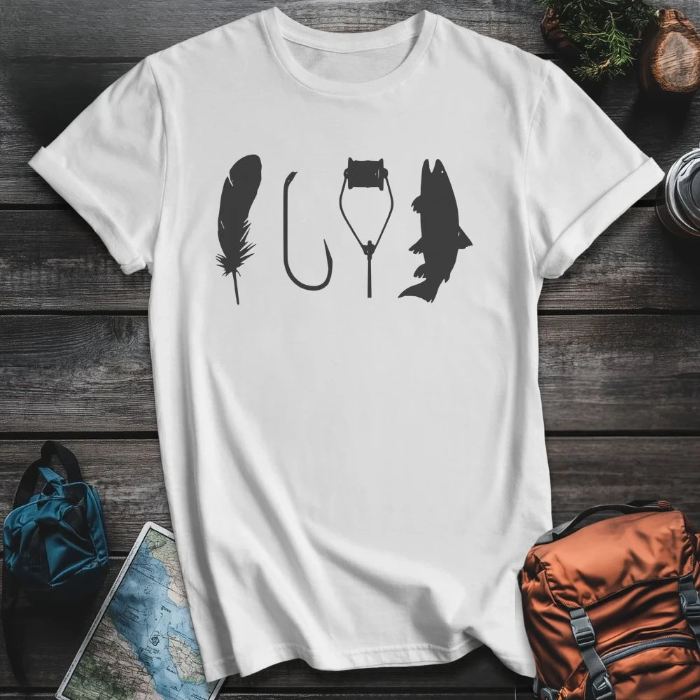 Printify T-Shirt White / S Fly Tying T-Shirt