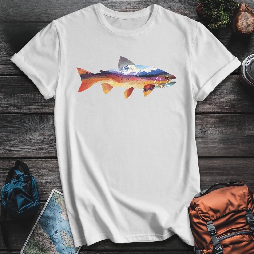 Printify T-Shirt White / S Mountain Trout T-Shirt