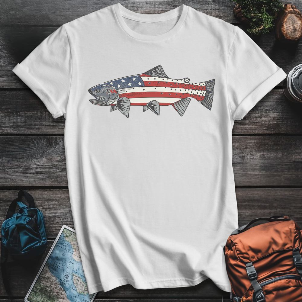 Printify T-Shirt White / S Patriot Trout T-Shirt