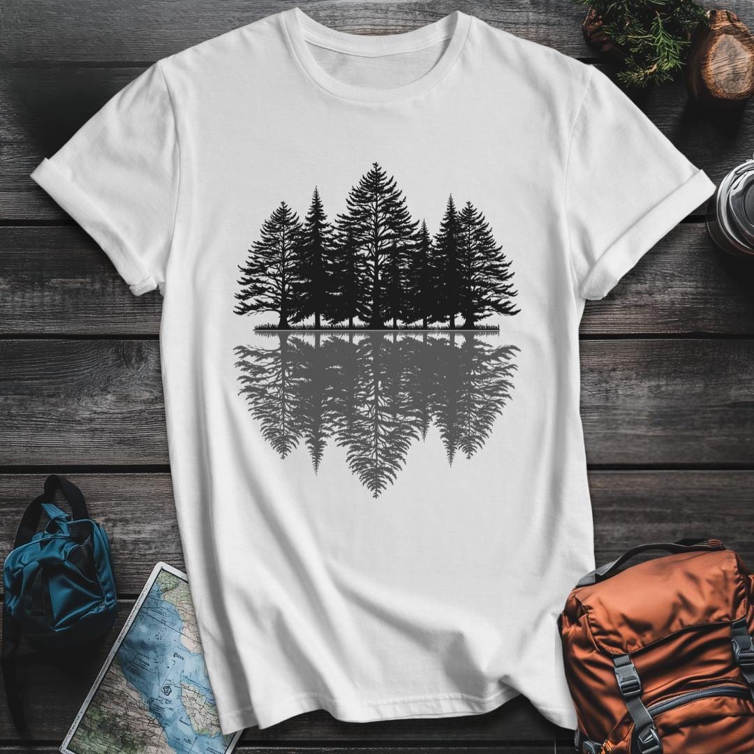Printify T-Shirt White / S Pine Trees Reflection T-Shirt