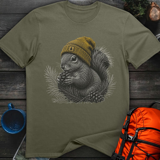Squirrel in a Beanie - Military Green