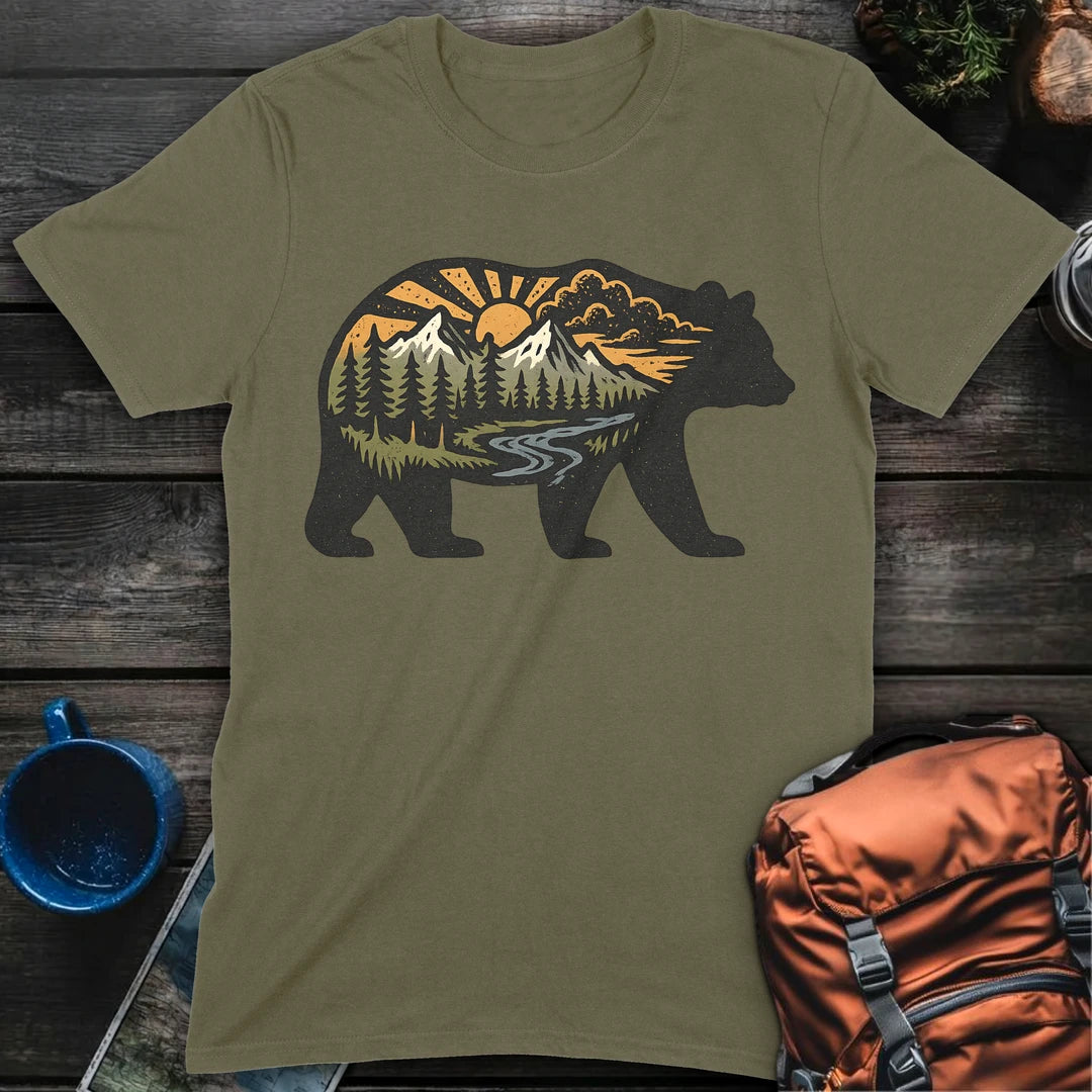 Sunset Bear - Military Green