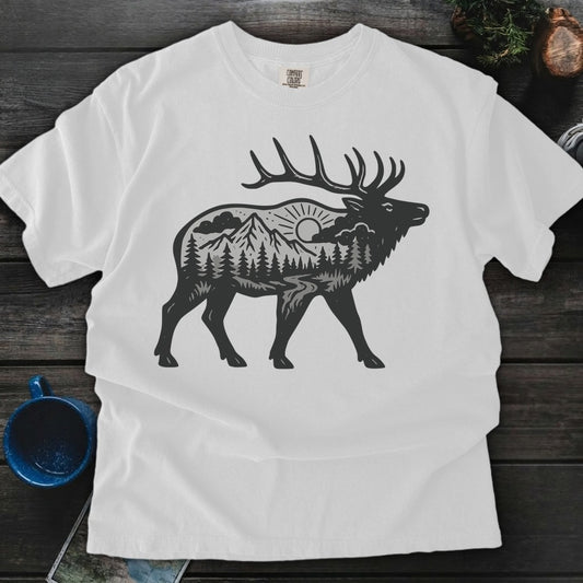 Sunset Elk - White