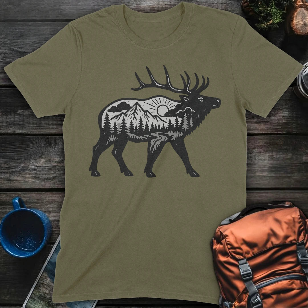 Sunset Elk - Military Green